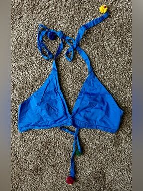 Blue Triangle Bikini Top - Bright Blue Halter